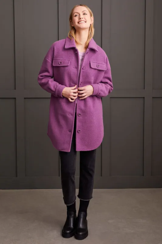Boiled Wool Jacket With Pockets-Grape sold by Tribal