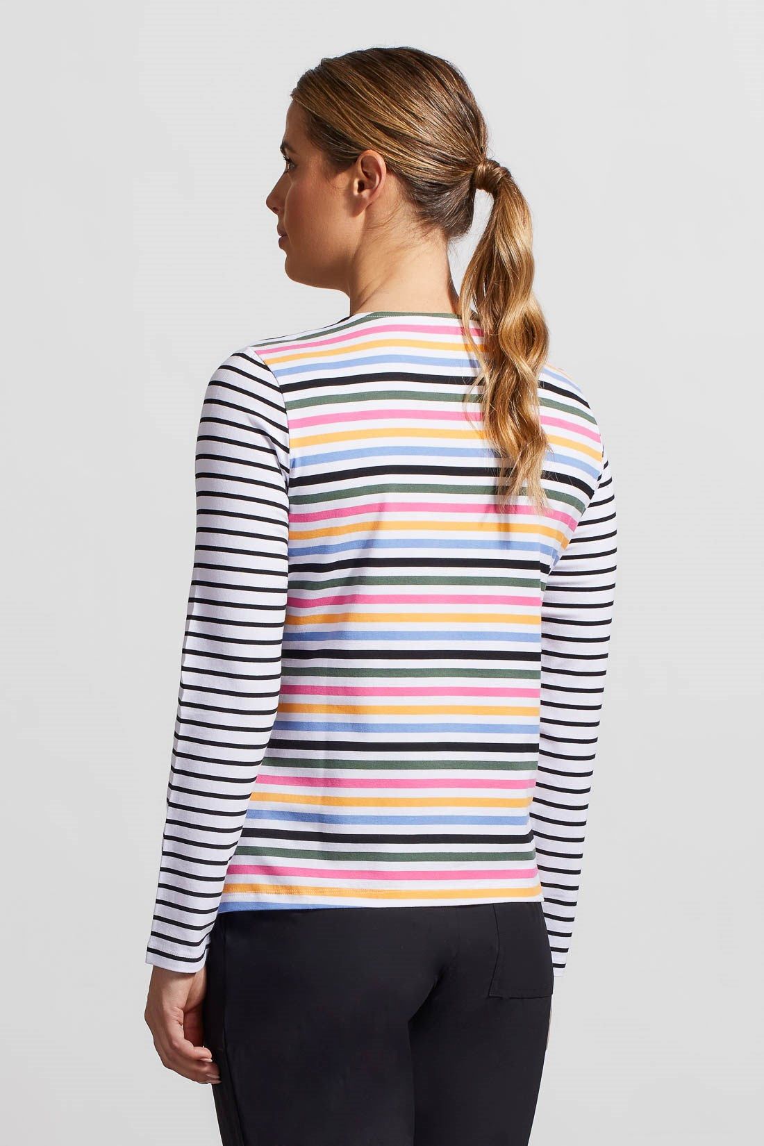 MULTICOLOR STRIPE CREW NECK TOP WITH POCKET-Camelia sold by Tribal product image thumbnail 3