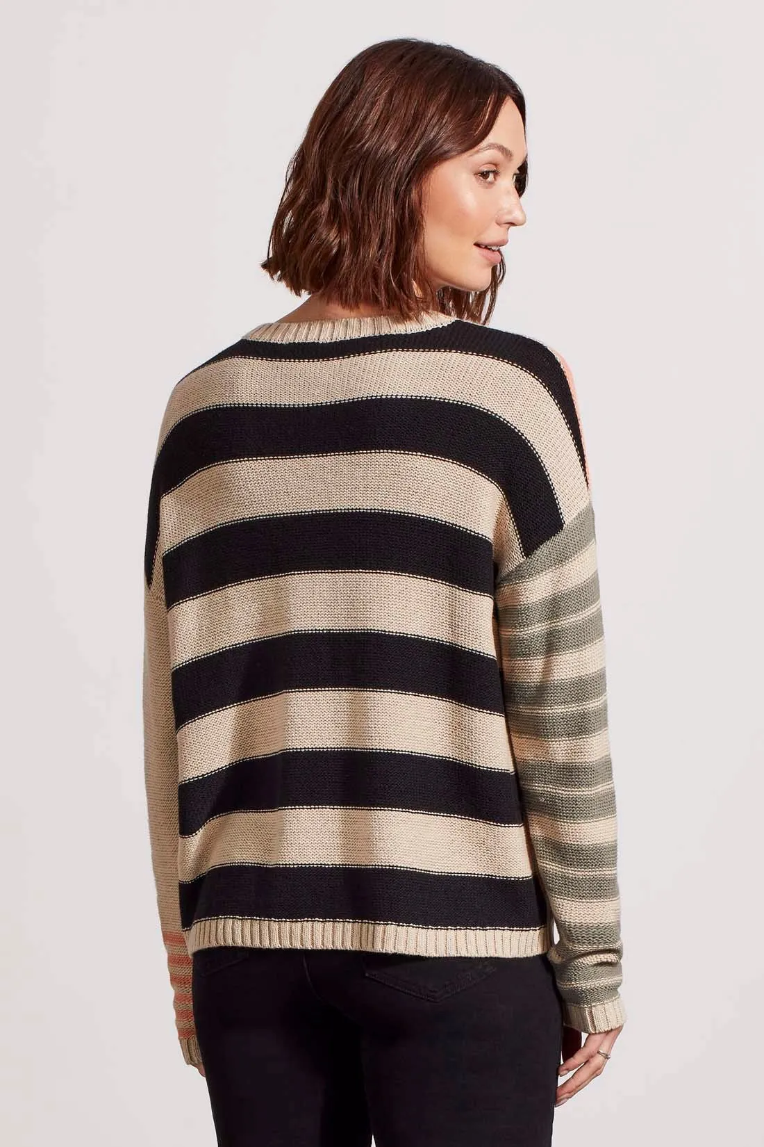 CONTRAST STRIPE CREW NECK SWEATER-Black sold by Tribal product image thumbnail 3