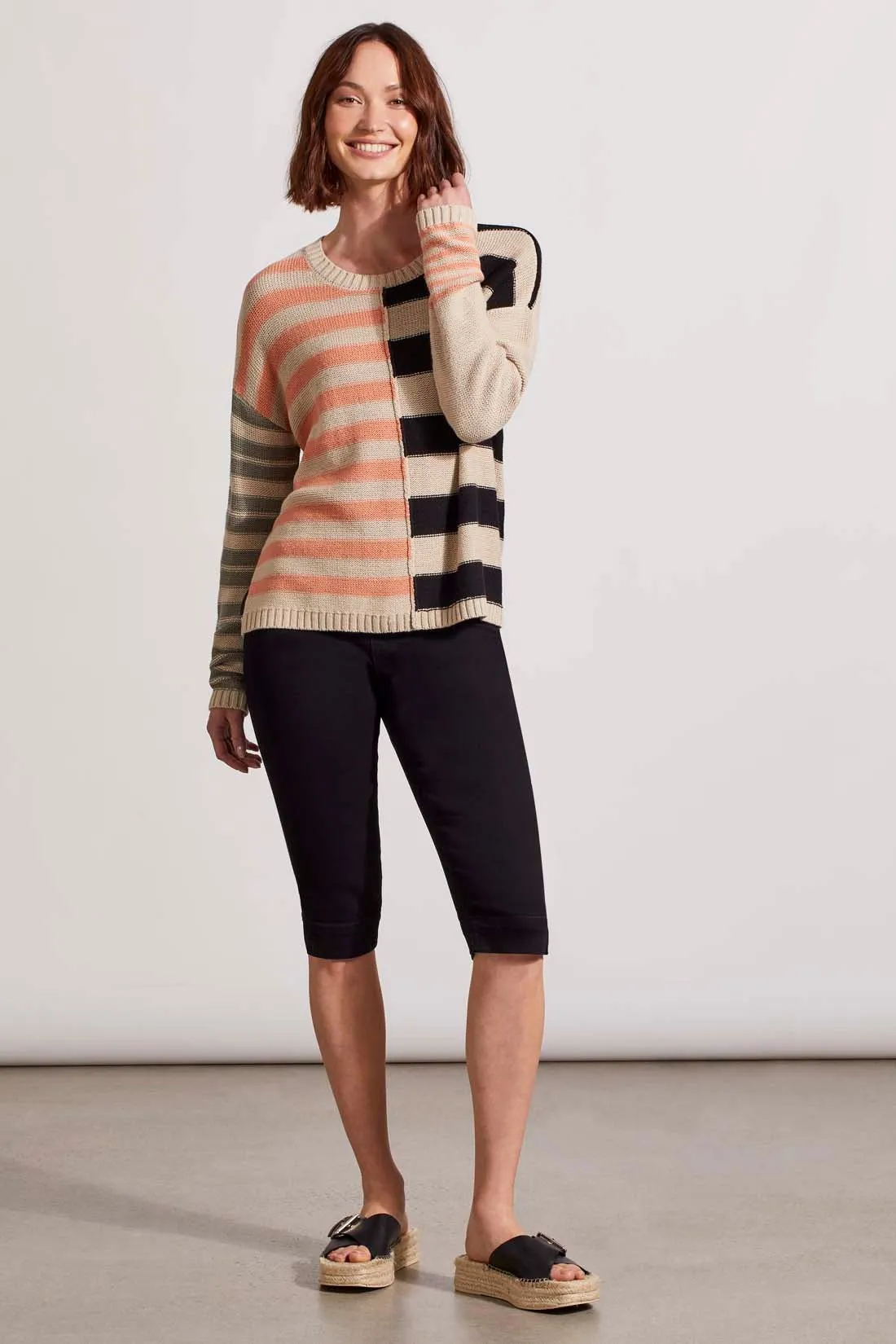 CONTRAST STRIPE CREW NECK SWEATER-Black sold by Tribal product image thumbnail 4