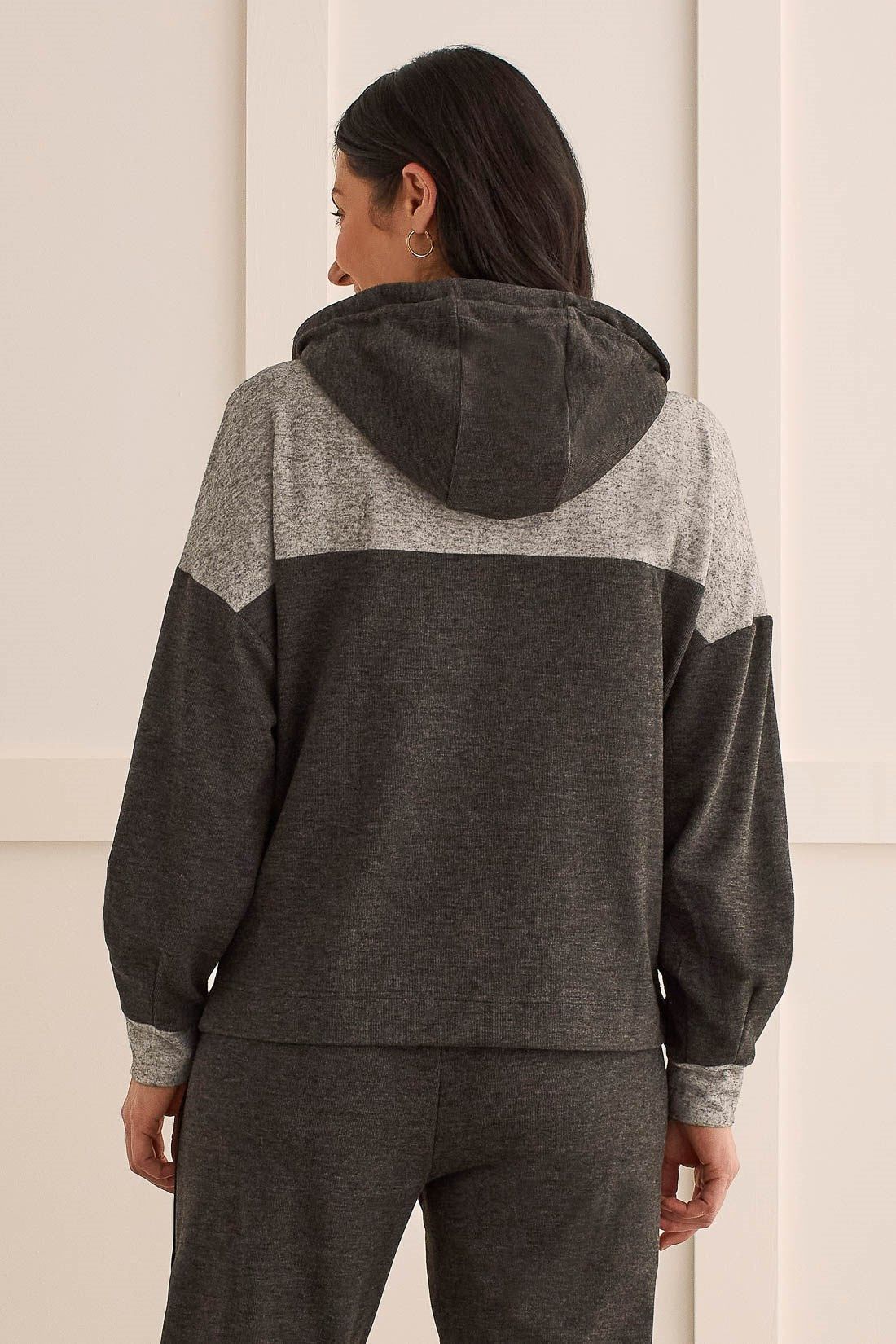 BRUSHED HEATHER HOODED TOP-Charcoal sold by Tribal product image thumbnail 4