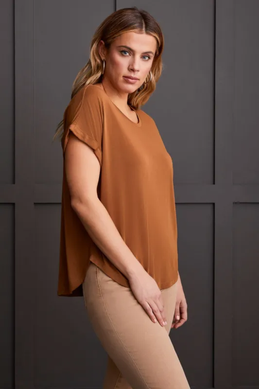 Modal Jersey Crew Neck Top-Walnut sold by Tribal
