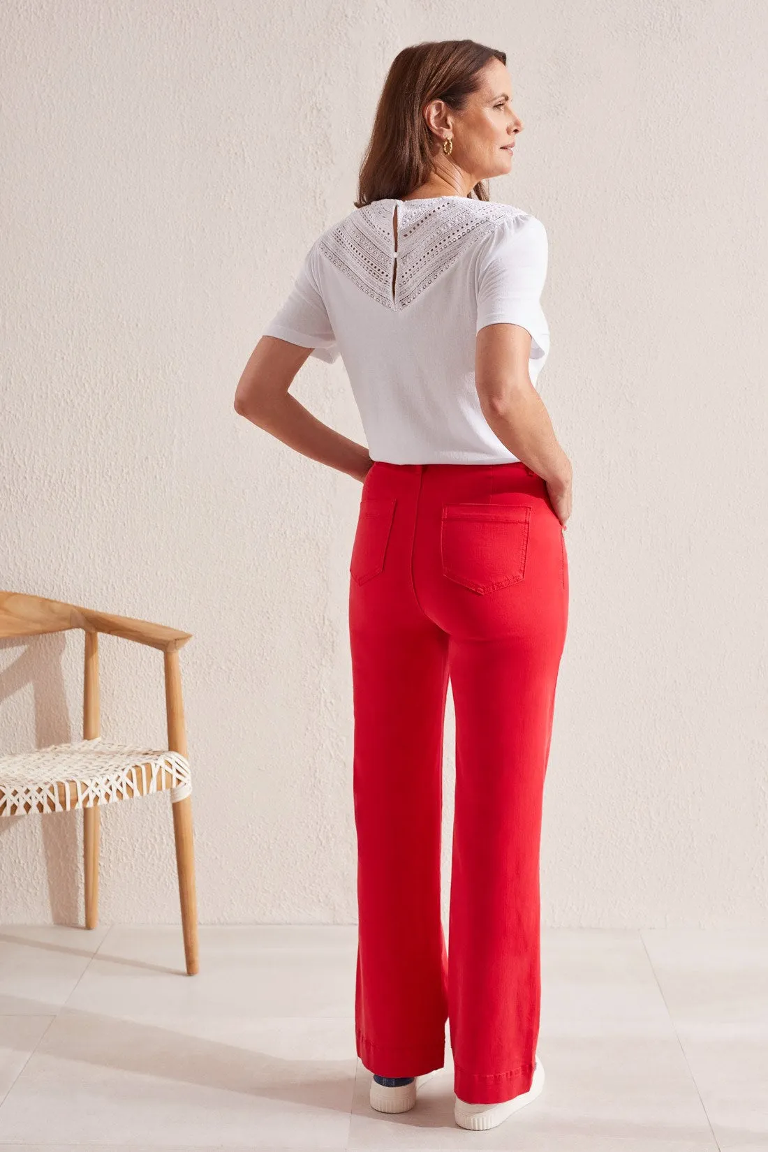 FLY FRONT WIDE LEG PANT-Poppy red sold by Tribal product image thumbnail 4