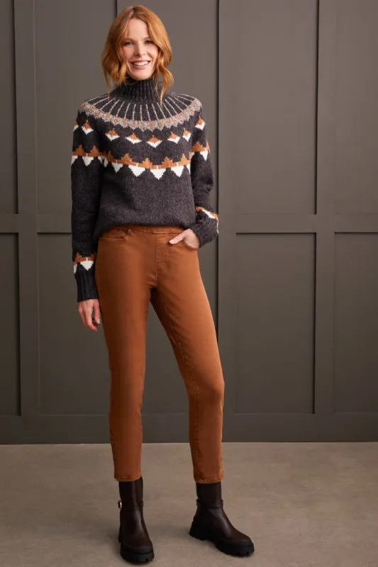 Comfort Stretch Pull-On Ankle Pant-Walnut sold by Tribal