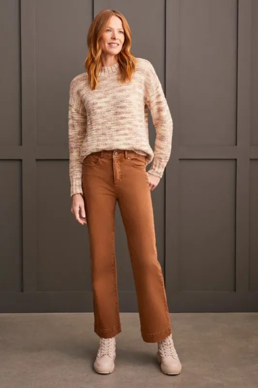 Comfort Stretch Fly Front Wide Leg Pants-Walnut sold by Tribal