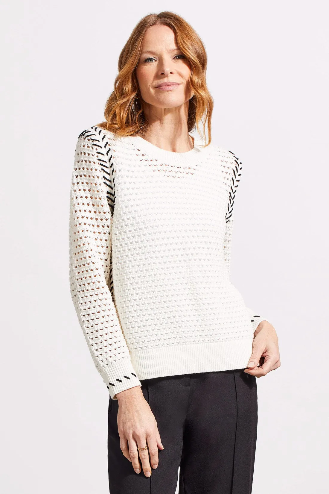 Open Stitch Crew Neck Sweater-Cream sold by Tribal product image thumbnail 2