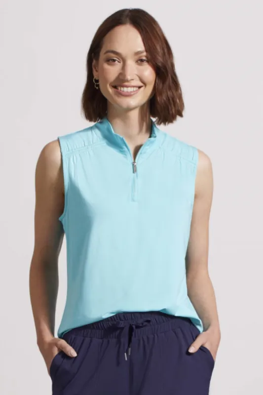 PREFORMANCE UPF 50+ SLEEVELESS MOCK NECK TOP WITH QUARTER ZIP-Laguna sold by Tribal