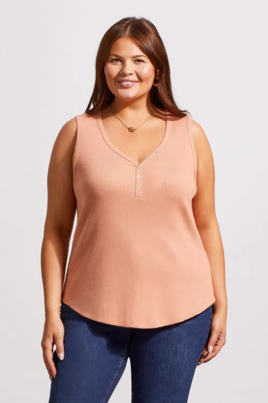 SOLID COTTON HENLEY TANK TOP-Pinkdust sold by Tribal