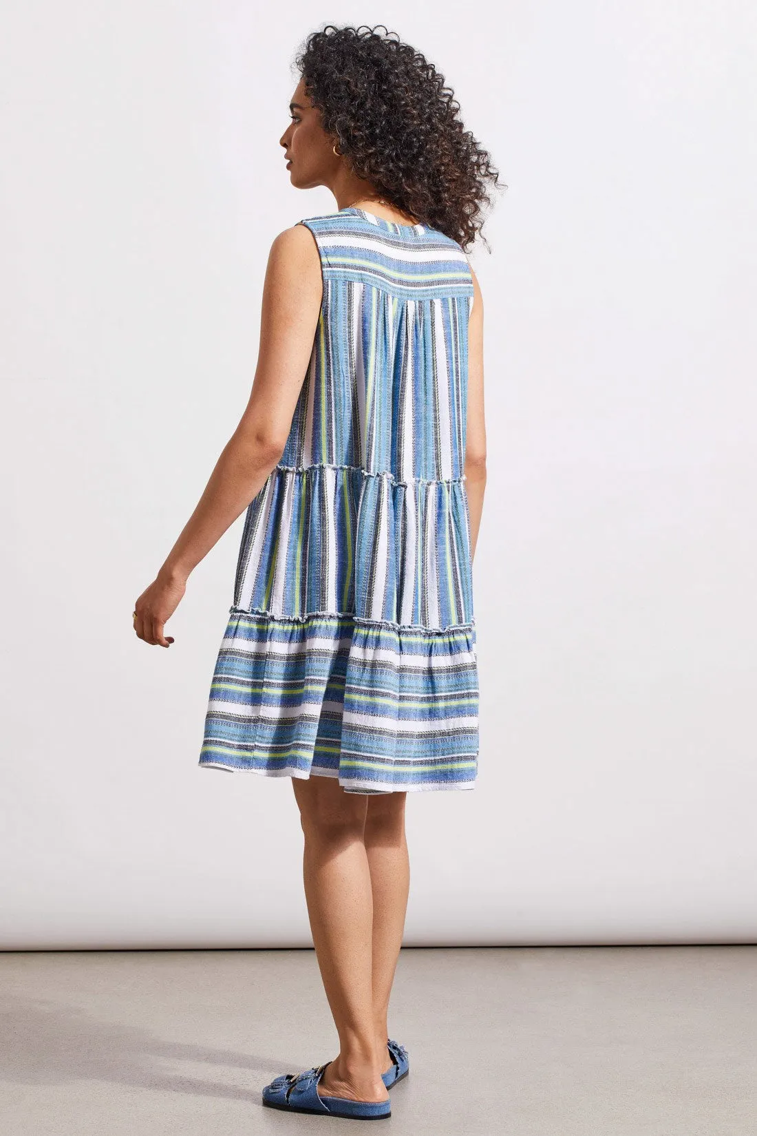 PRINTED SLEEVELESS DRESS WITH TIERED SKIRT-Blue sea sold by Tribal product image thumbnail 4