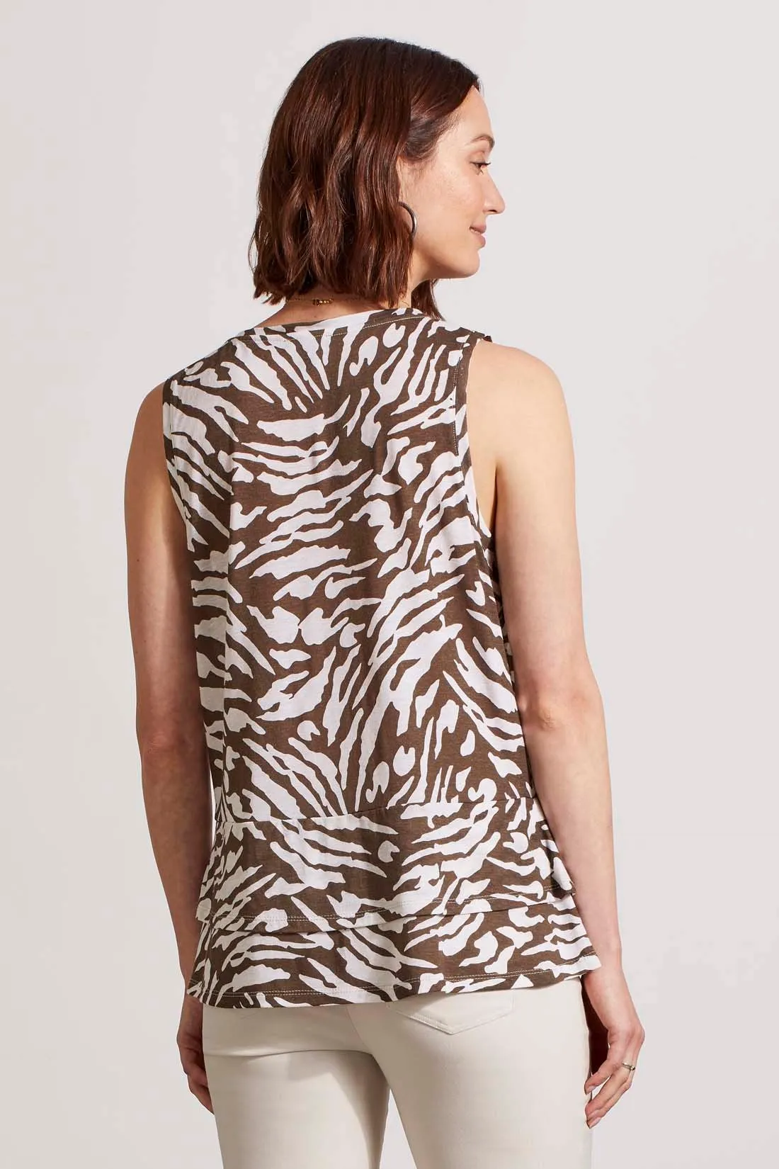 FLOWY DOUBLE-PEPLUM SLEEVELESS TOP-Linen sold by Tribal product image thumbnail 4