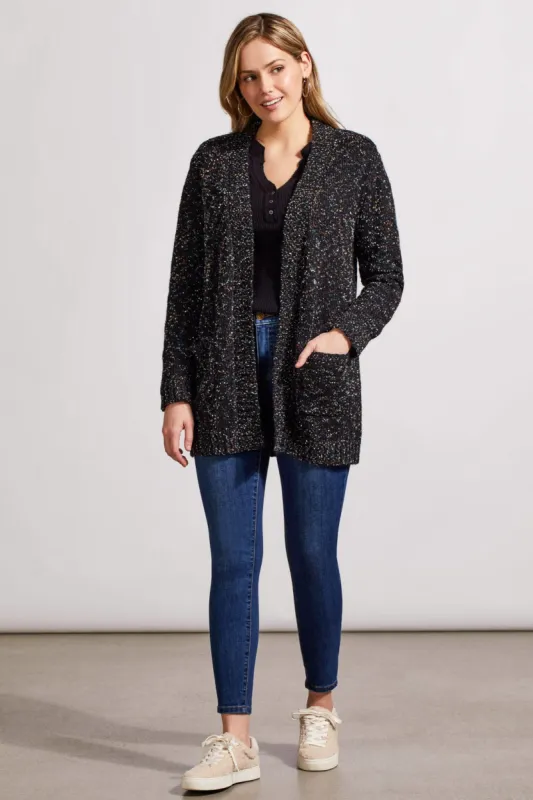 SWEATER CARDIGAN WITH PATCH POCKETS-Black sold by Tribal