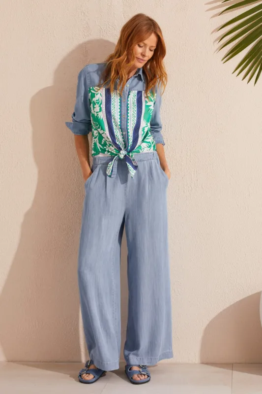 FLOWY PULL-ON WIDE LEG PANT-Tideblue sold by Tribal