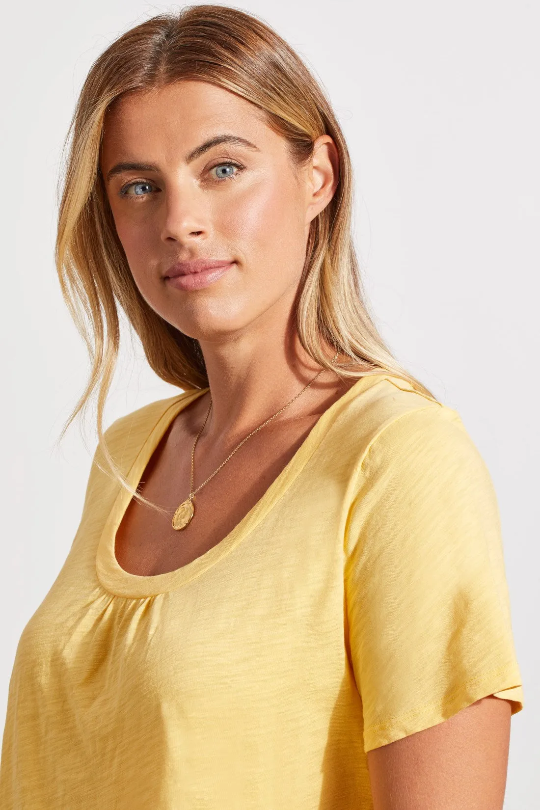 COTTON U-NECK TOP WITH SHIRRING-Cornsilk sold by Tribal product image thumbnail 3