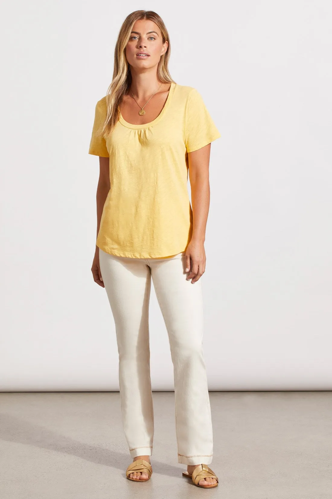 COTTON U-NECK TOP WITH SHIRRING-Cornsilk sold by Tribal product image thumbnail 2