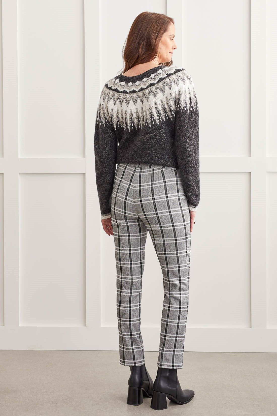 PULL-ON PLAID ANKLE PANTS-Silver sold by Tribal product image thumbnail 4