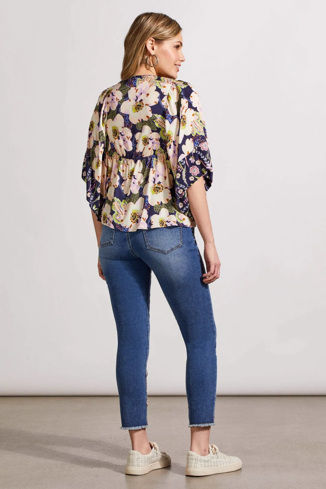 COMBO PRINT CHALLIS BLOUSE WITH FLOWY SLEEVES-Nightfall sold by Tribal product image thumbnail 4
