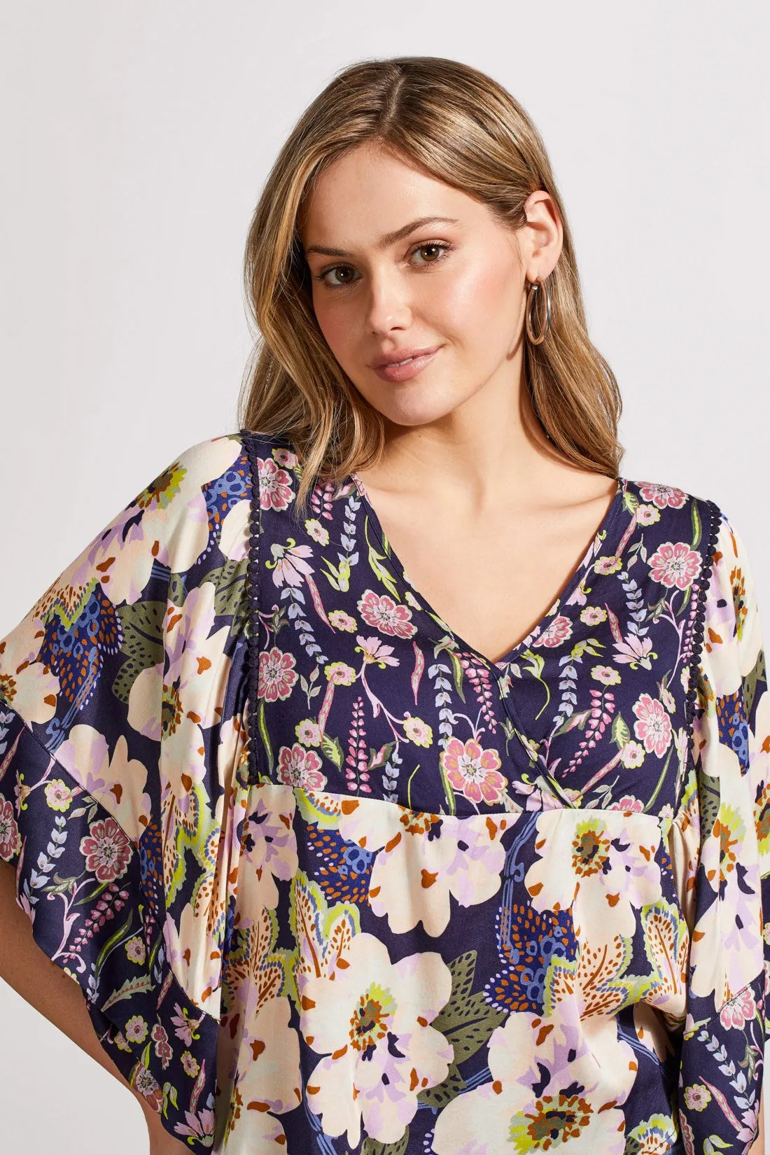 COMBO PRINT CHALLIS BLOUSE WITH FLOWY SLEEVES-Nightfall sold by Tribal product image thumbnail 2