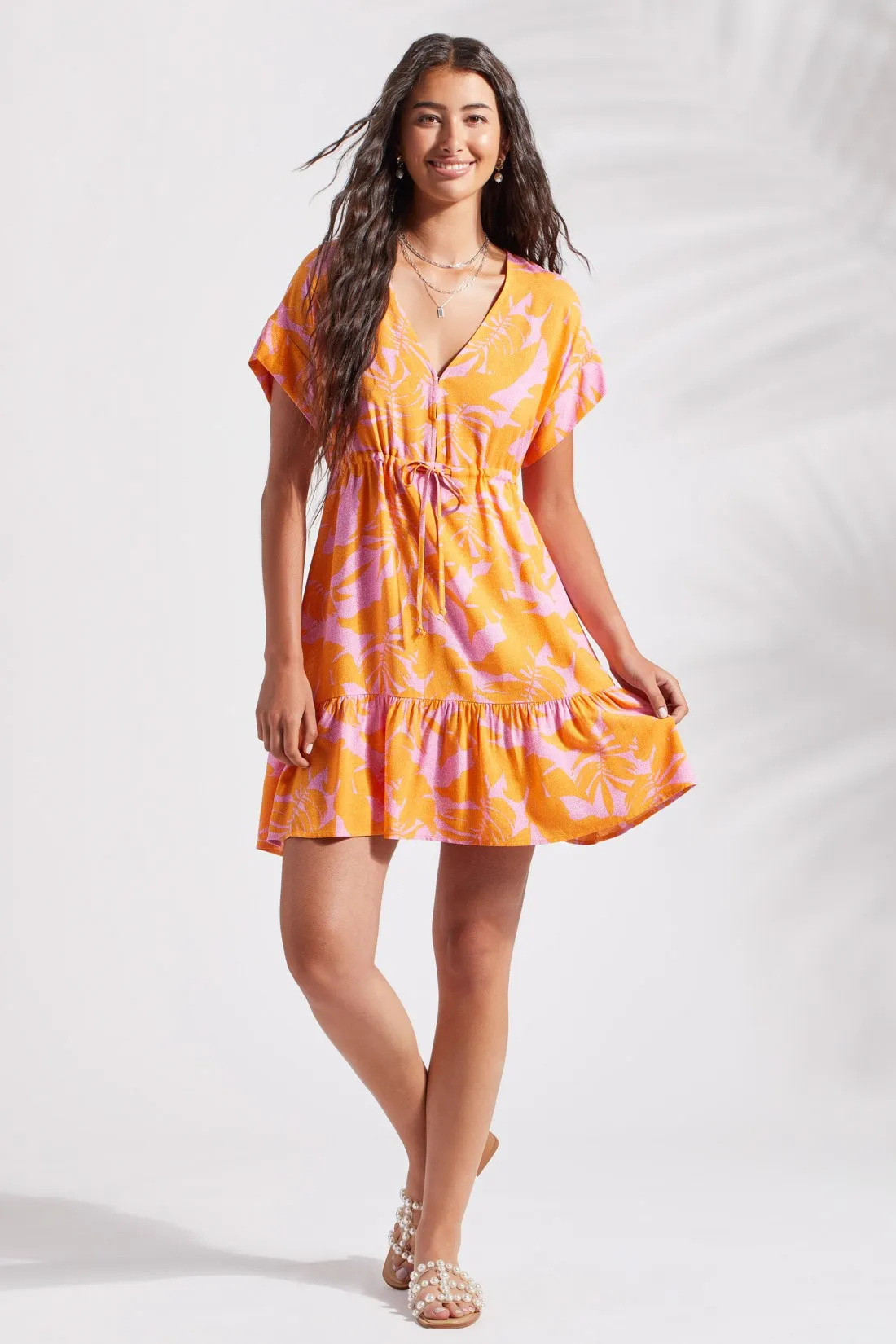 PRINTED DRESS WITH CAP SLEEVES-Canary sold by Tribal product image thumbnail 2