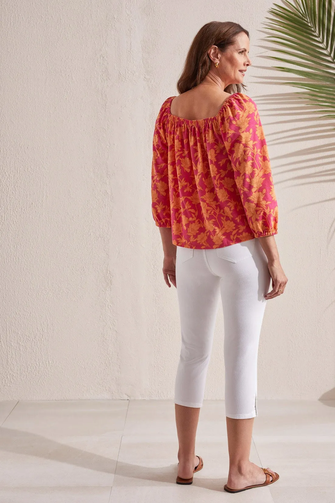 FLORAL SQUARE NECK PEASANT TOP-Raspberry sold by Tribal product image thumbnail 4