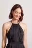 HALTERNECK JUMPSUIT WITH COLLAR ACCENTS-Black sold by Tribal