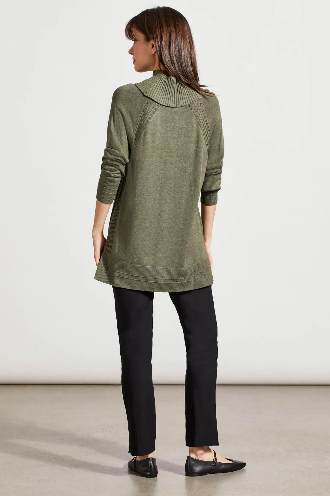 Raglan Sleeve Cowl Neck Sweater With Front Stitch Pattern-Spinach sold by Tribal product image thumbnail 4