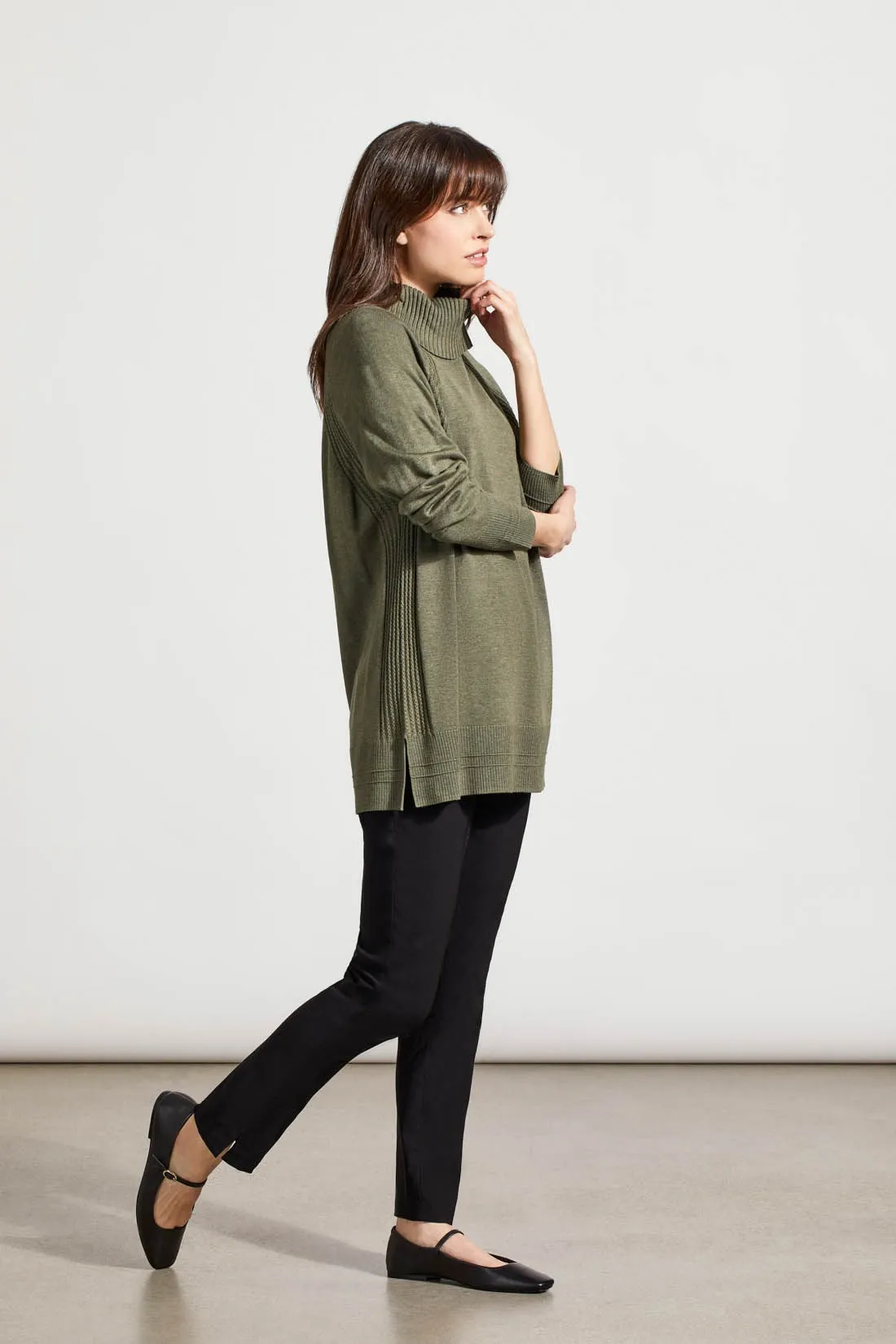 Raglan Sleeve Cowl Neck Sweater With Front Stitch Pattern-Spinach sold by Tribal product image thumbnail 3