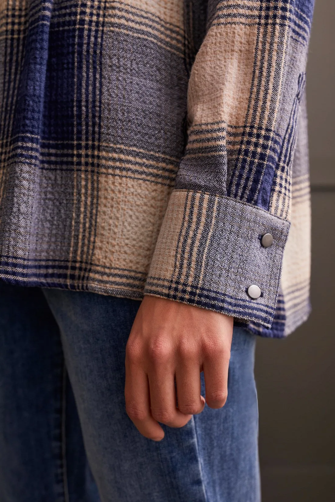 Plaid Peplum Button-Up-Blue Jay sold by Tribal product image thumbnail 3