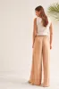 PULL-ON LINEN BLEND FLOWY PANTS WITH POCKETS-Caramel sold by Tribal