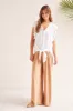 PULL-ON LINEN BLEND FLOWY PANTS WITH POCKETS-Caramel sold by Tribal