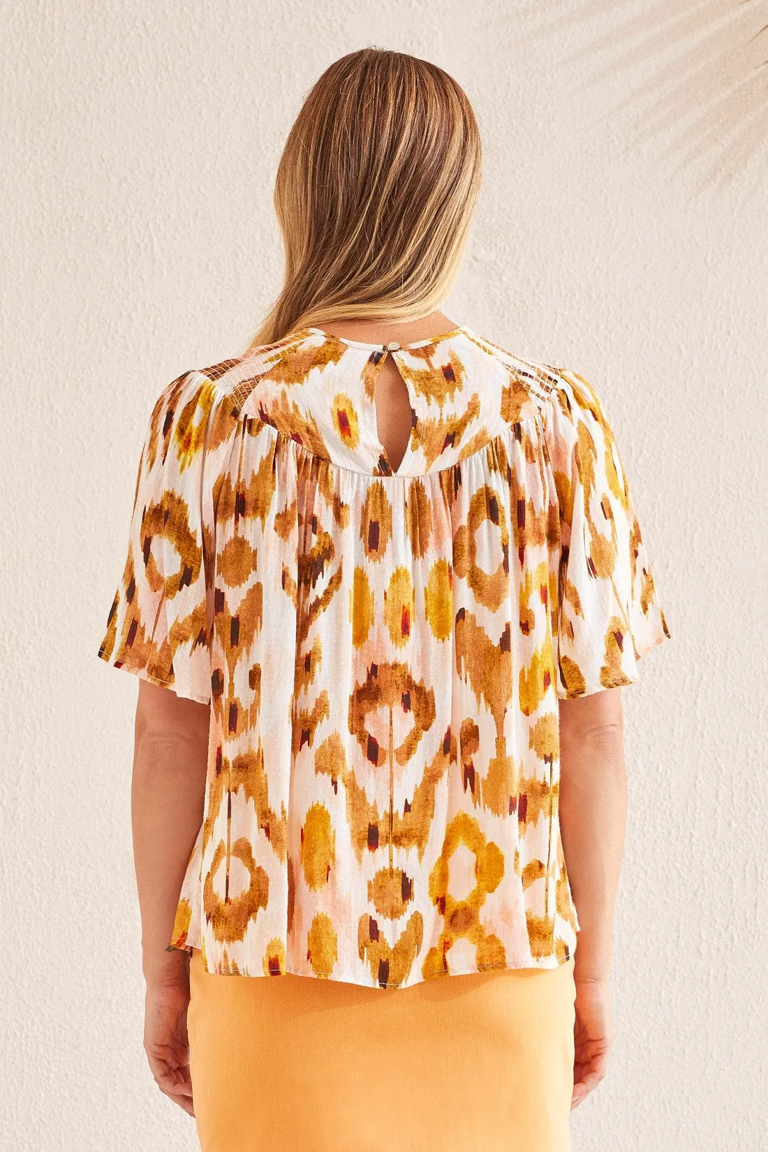 FLOWY RAGLAN BLOUSE WITH FLUTTER ACCENTS-Walnut sold by Tribal product image thumbnail 2