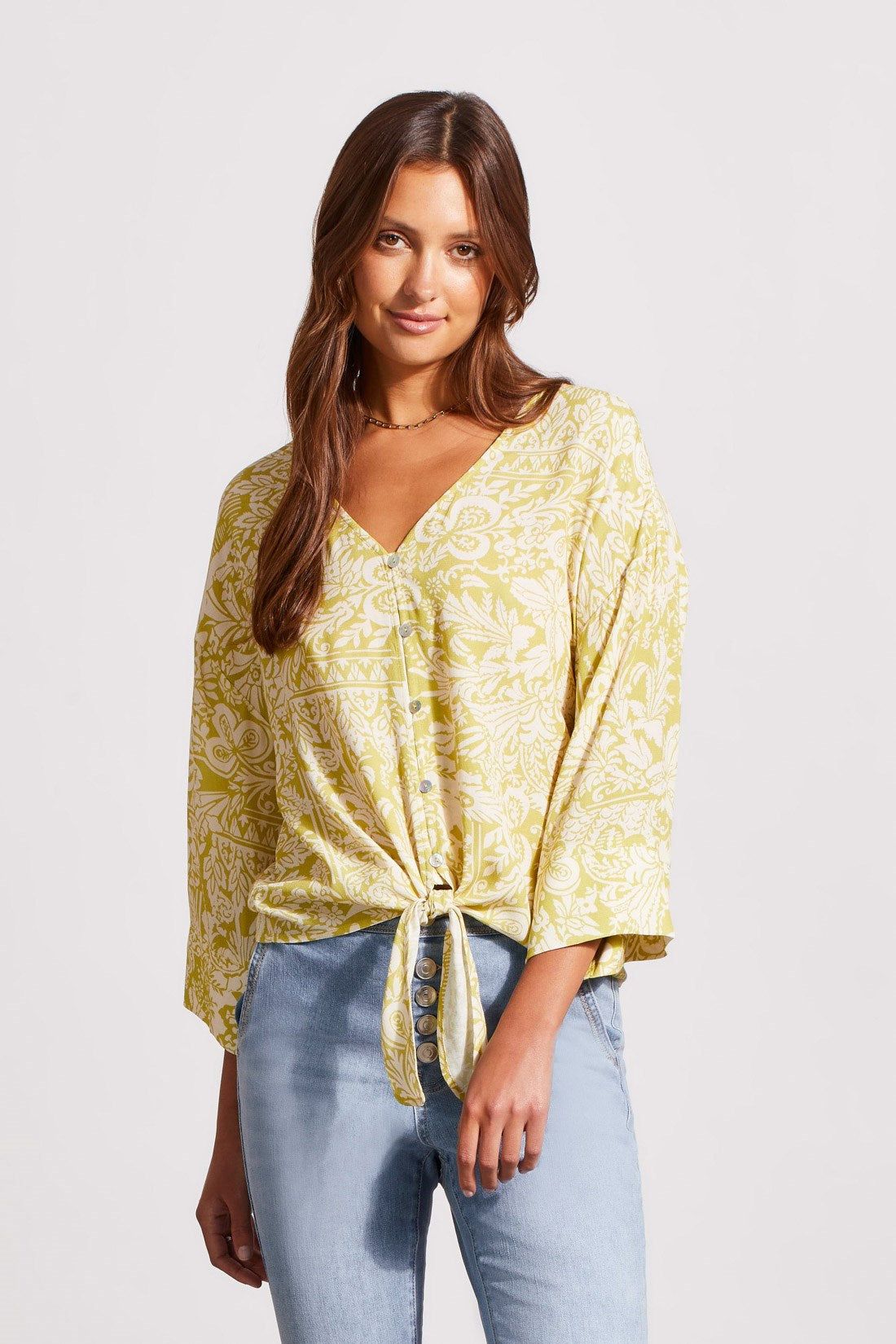 PRINTED CREPE KIMONO BLOUSE-Pear sold by Tribal product image thumbnail 2