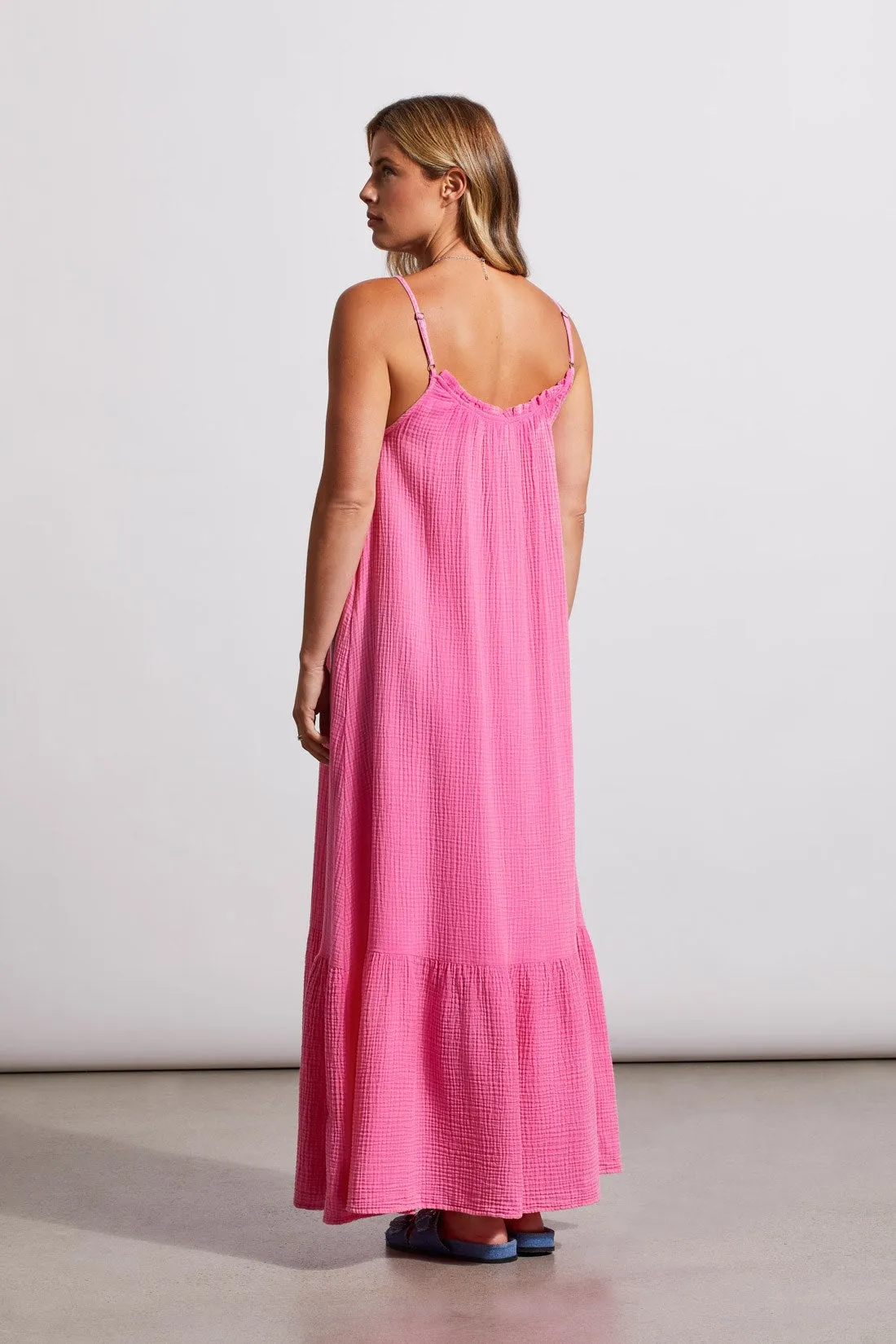 COTTON GAUZE MAXI DRESS WITH FRILLS AND POCKETS-W. hi pink sold by Tribal product image thumbnail 4