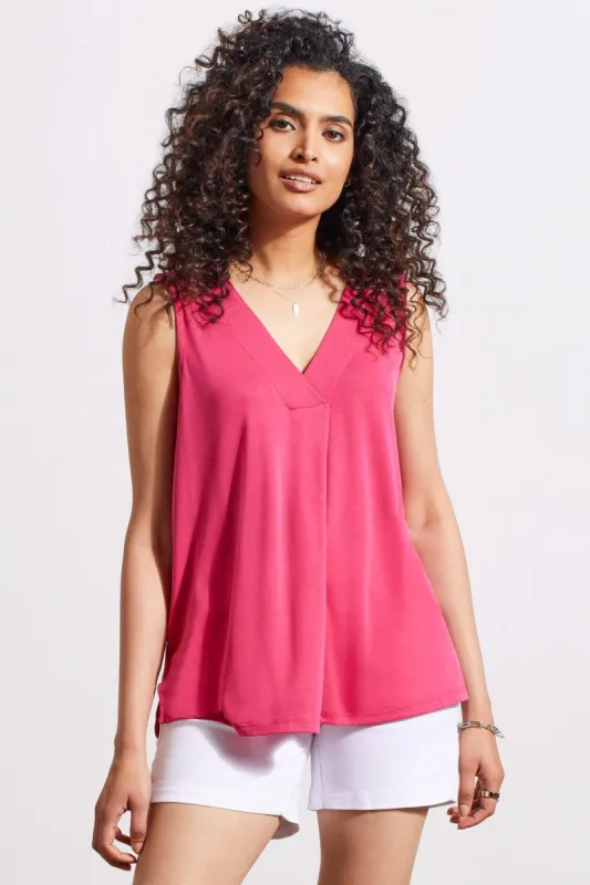 PLEATED SLEEVELESS MODAL TOP-Raspberry sold by Tribal