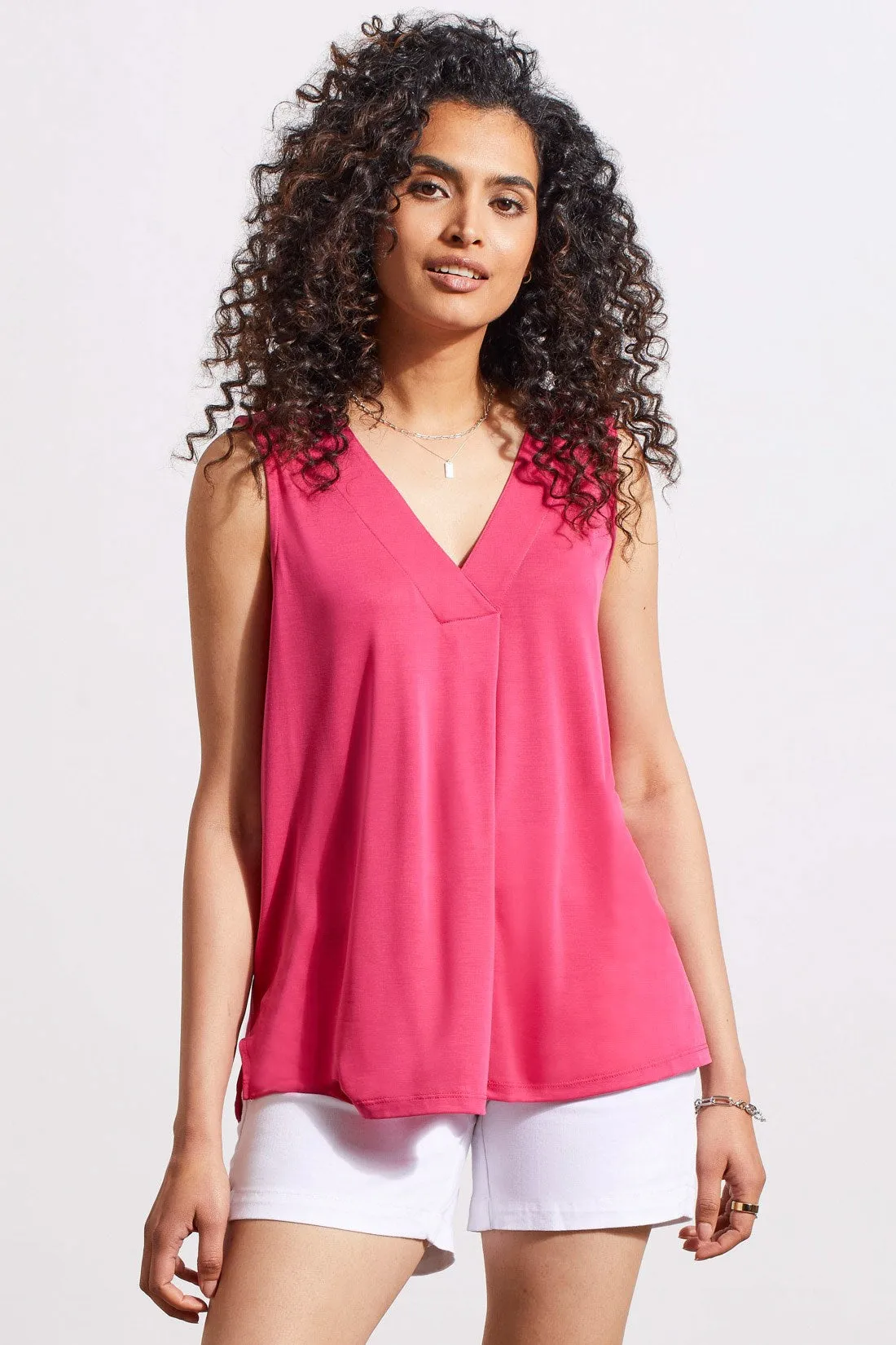 PLEATED SLEEVELESS MODAL TOP-Raspberry sold by Tribal