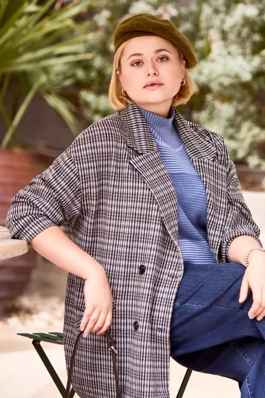 Double-Breasted Knit Blazer-Periblue sold by Tribal