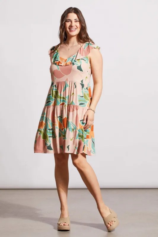 PRINTED SLEEVELESS DRESS WITH SELF-TIE BACK-Apricottan sold by Tribal