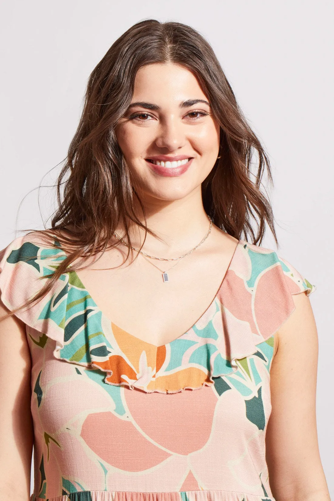 PRINTED SLEEVELESS DRESS WITH SELF-TIE BACK-Apricottan sold by Tribal product image thumbnail 3