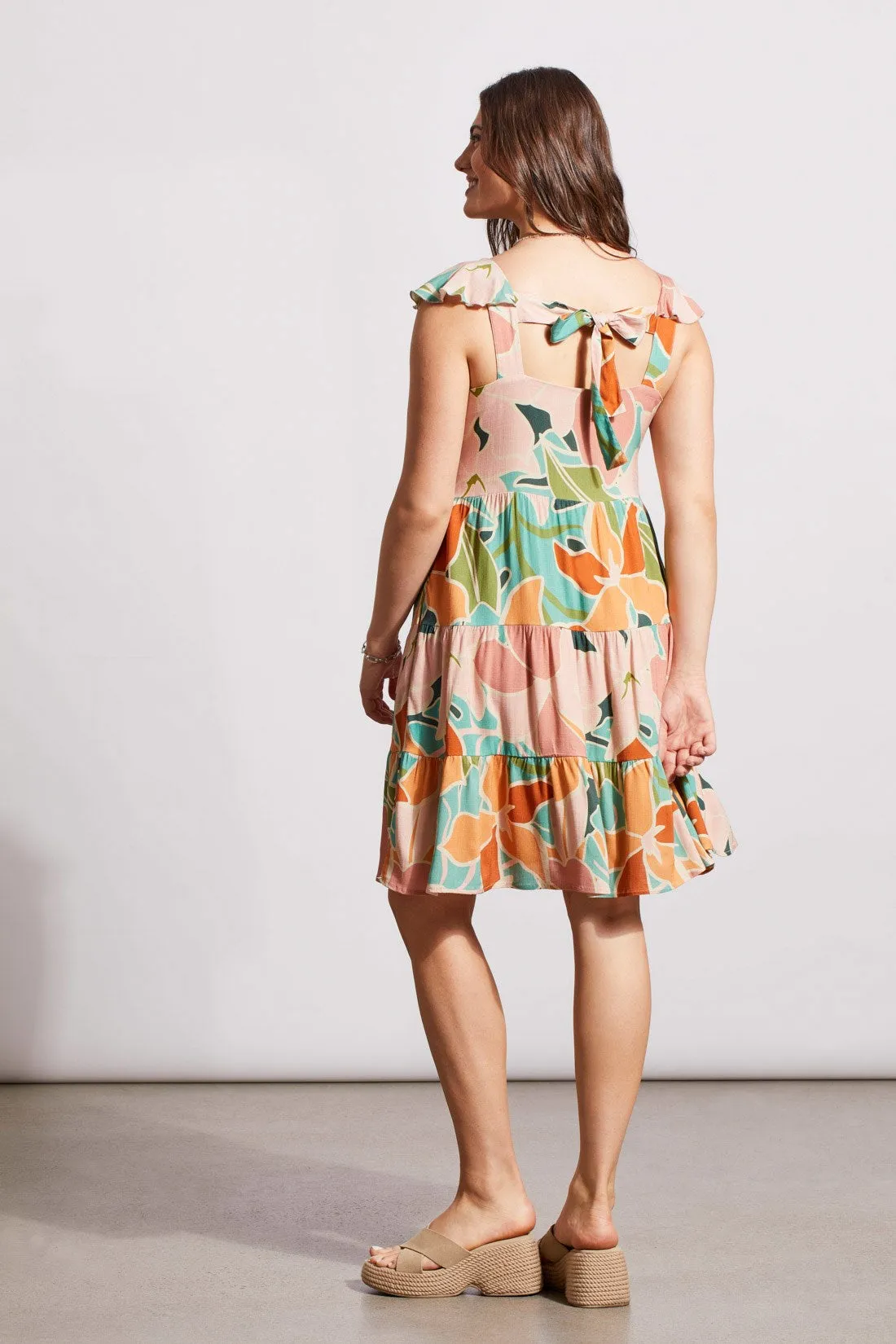 PRINTED SLEEVELESS DRESS WITH SELF-TIE BACK-Apricottan sold by Tribal product image thumbnail 4