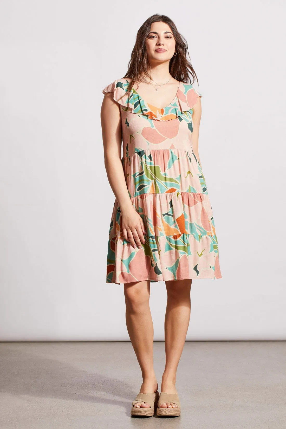 PRINTED SLEEVELESS DRESS WITH SELF-TIE BACK-Apricottan sold by Tribal product image thumbnail 2