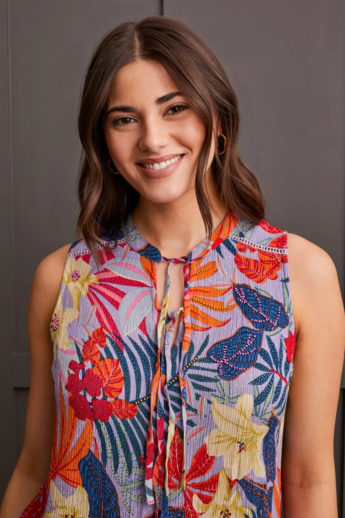 BEADED BLOUSE WITH DOUBLE-LAYER HEM-Lilac breeze sold by Tribal product image thumbnail 4