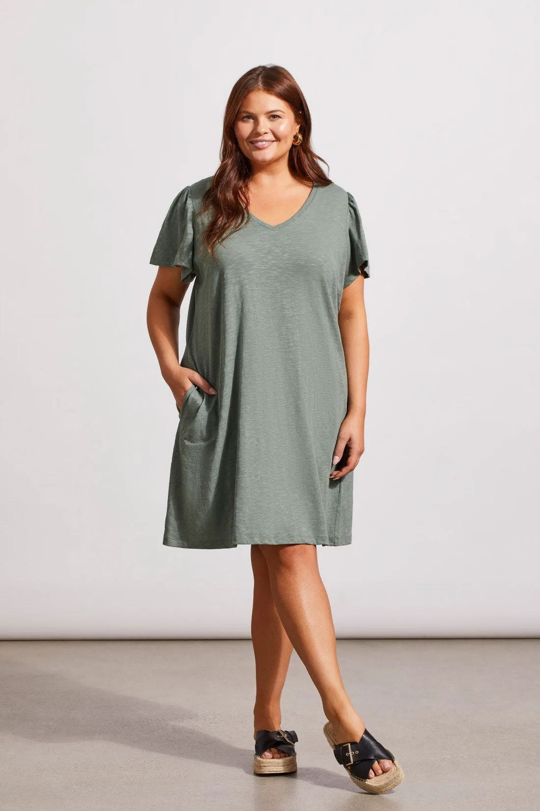 COTTON FLUTTER SLEEVE DRESS WITH POCKETS-Cypress sold by Tribal