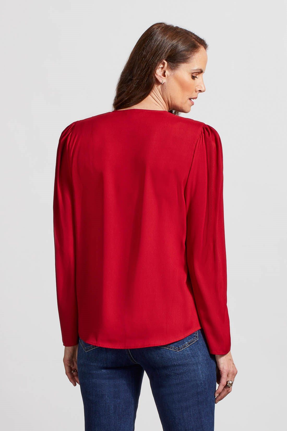 PLEATED SATIN WRAP BLOUSE-Earth red sold by Tribal product image thumbnail 3
