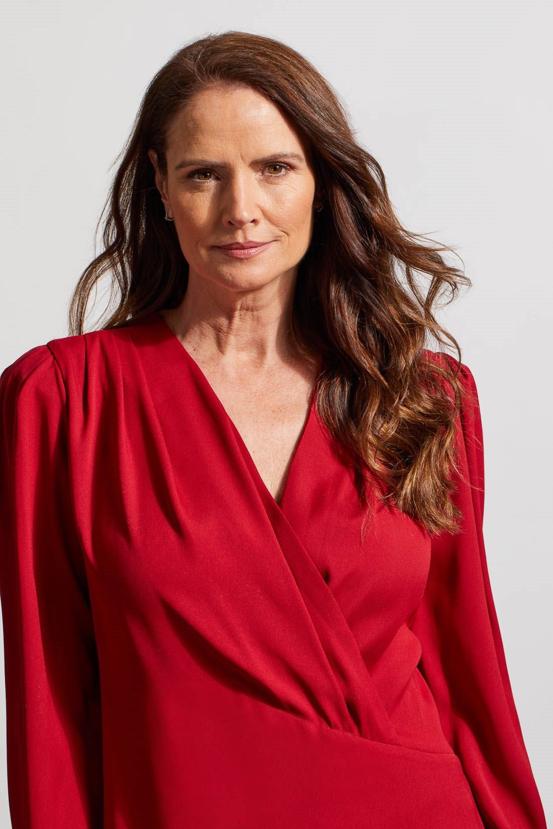 PLEATED SATIN WRAP BLOUSE-Earth red sold by Tribal product image thumbnail 2