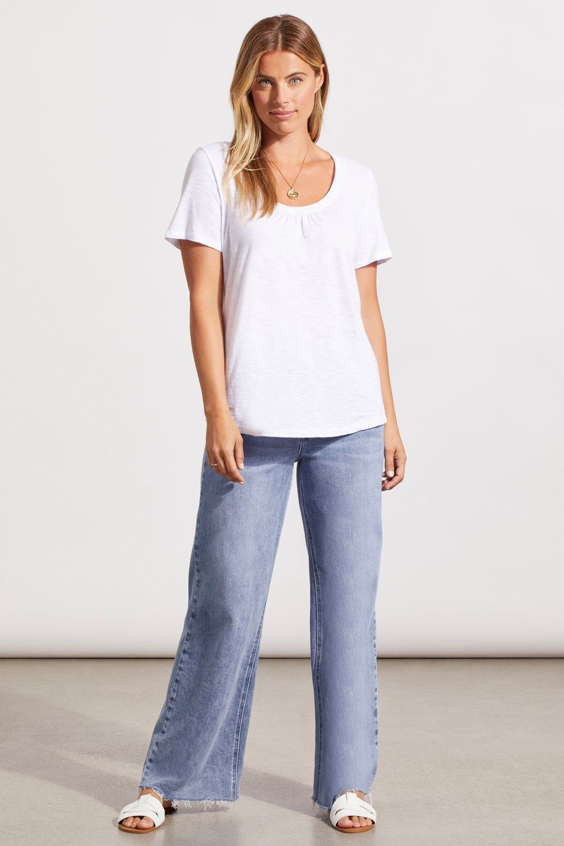 COTTON U-NECK TOP WITH SHIRRING-White sold by Tribal product image thumbnail 2