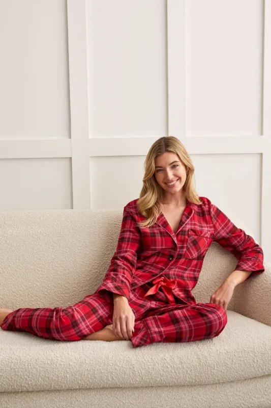 SOFT FLANNEL PJ SET-Lipstick red sold by Tribal