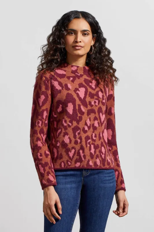 FUZZY DOUBLE-KNIT MOCK NECK SWEATER-Mocha sold by Tribal