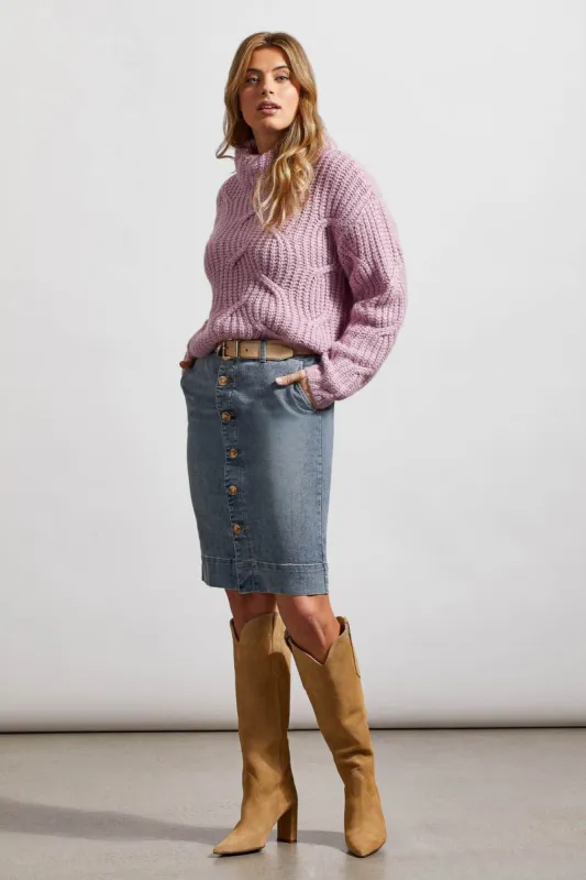 CABLE KNIT TURTLENECK SWEATER-Mauveshadow sold by Tribal