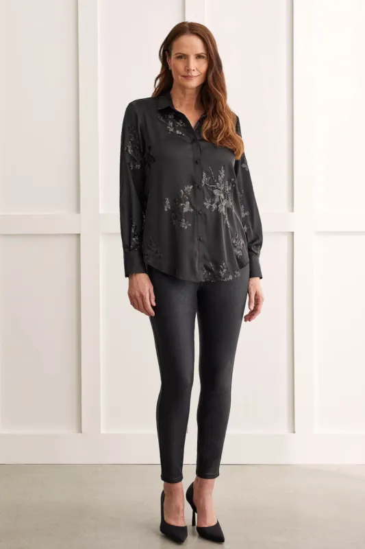SEQUIN SATIN BLOUSE-Black sold by Tribal