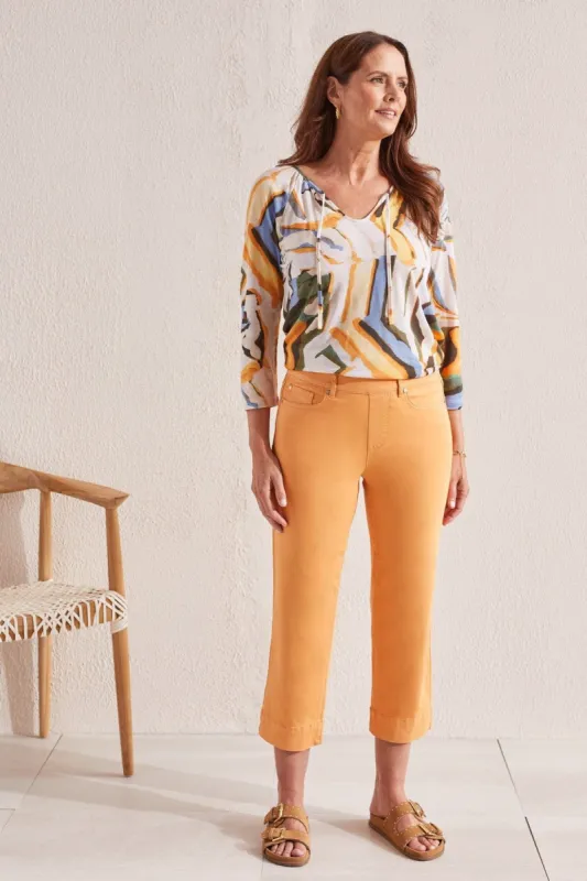 PULL-ON KICK FLARE CAPRI-Apricottan sold by Tribal