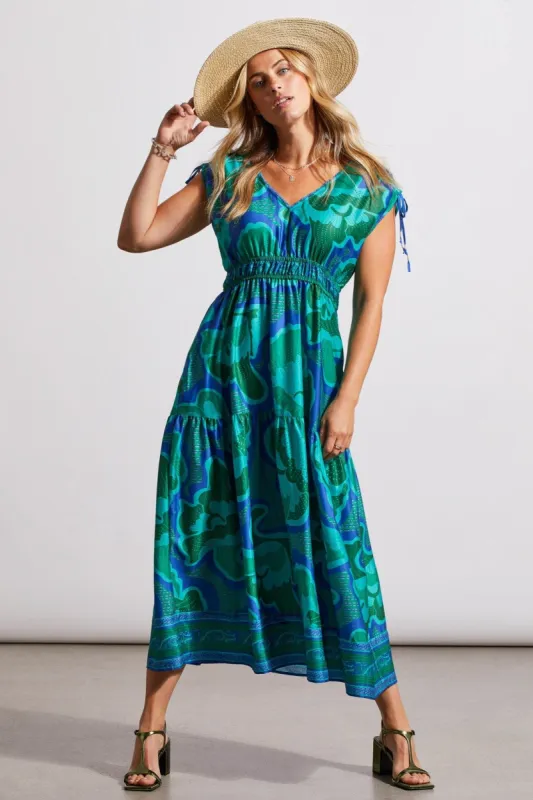PRINTED MAXI DRESS WITH SHOULDER TIES-Jademist sold by Tribal